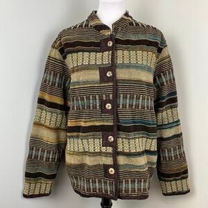 Vintage White Stag Tapestry Jacket Large Cottagecore Gandmacore